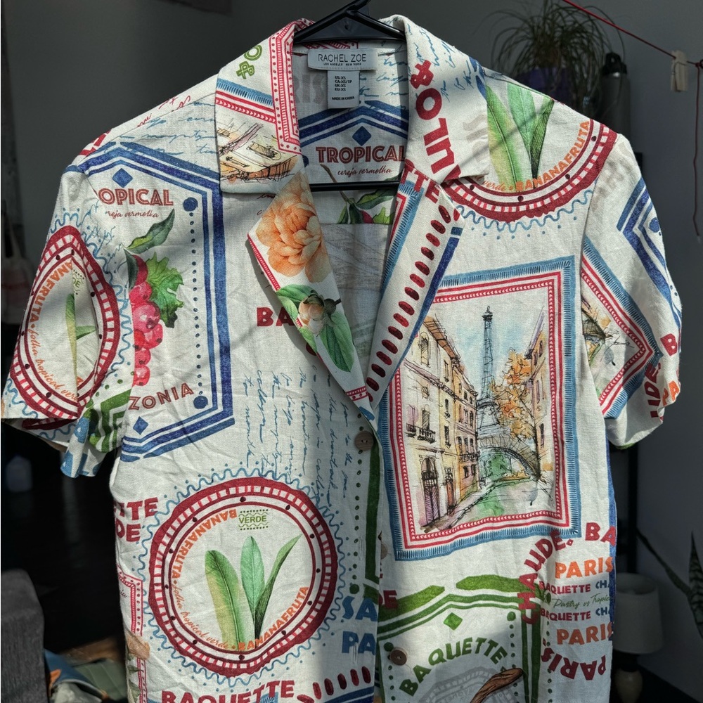 Rachel Zoe Multicolor Graphic Button Down Shirt